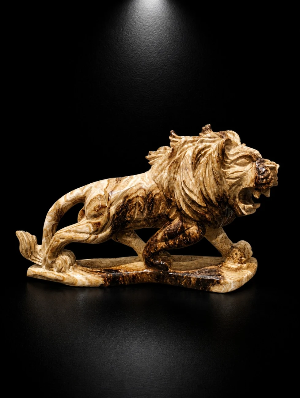 Roaring lion sculpture